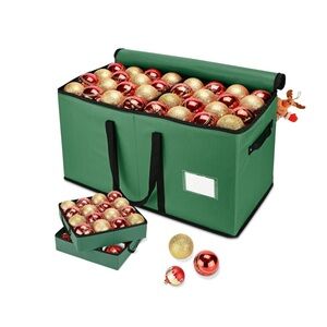 Ornament Storage Box with 8 Trays, Adjustable Dividers Holds 128 Pcs - ShipAlone